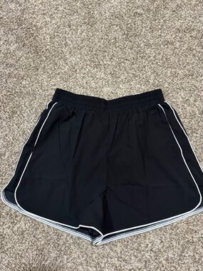 Women's Black Athletic Shorts with White Trim